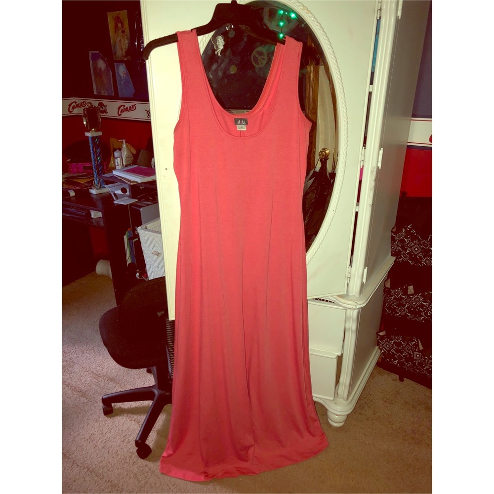 Long salmon pink summer dress